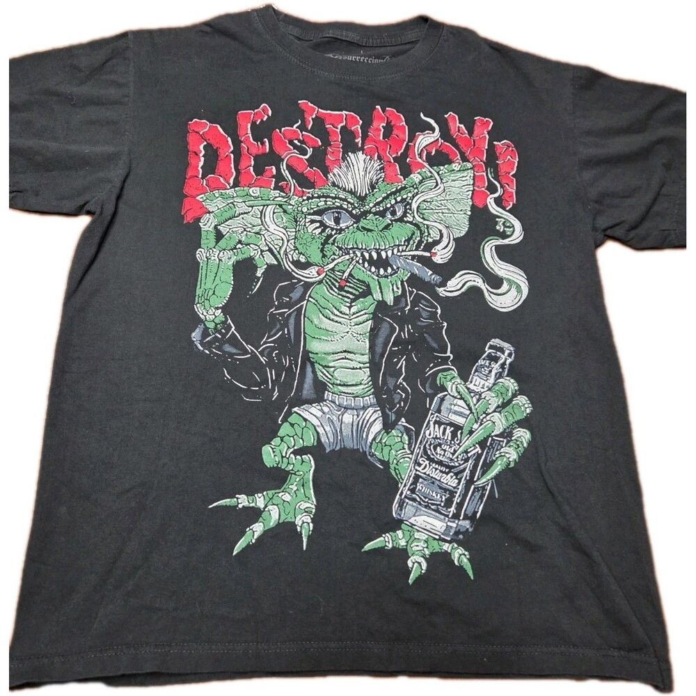 Resurrection Horror Series Gremlins Stripe T Shirt Large L Black Graphic Flaw